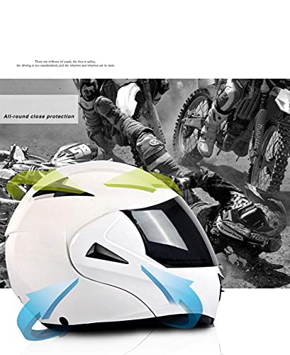 ksamwjf Cascos Durable para Motocicleta Bluetooth, Frontal Modular Integrado, Doble Visor, Cara Completa, estándar de Seguridad Dot/música MP3 / FM/Respuesta automática
