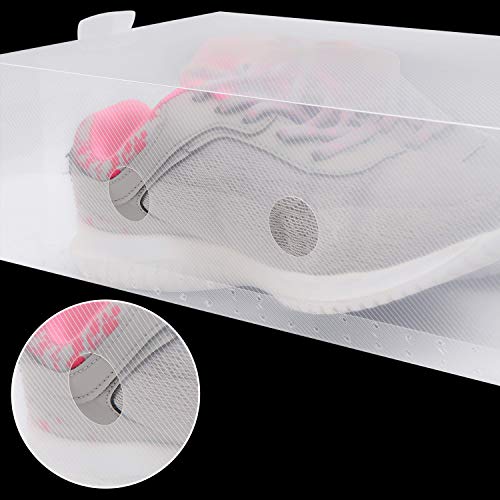 Kurtzy Caja Zapatos Plástico Transparente (Pack de 10) Apto para Zapatos de Mujer, Hombres y Niños - Organizador de Zapatos Plegable, Corrugado y Apilable para Viajes y Almacenaje