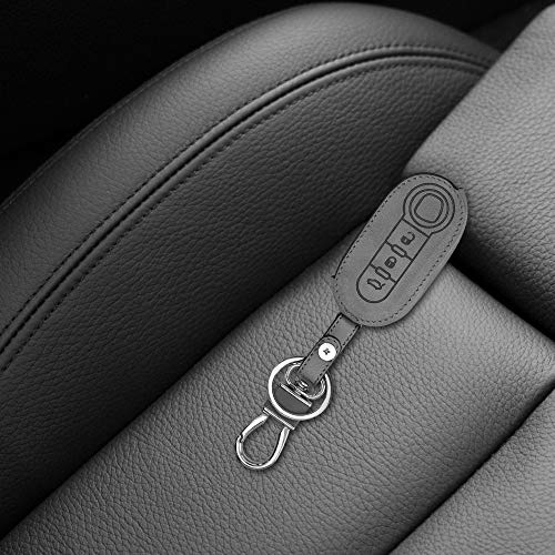 kwmobile Funda Compatible con Fiat Lancia Llave de Coche Plegable de 3 Botones - Case de Piel de Nobuck sintética para Mando de Coche - de Aguja magnética Gris