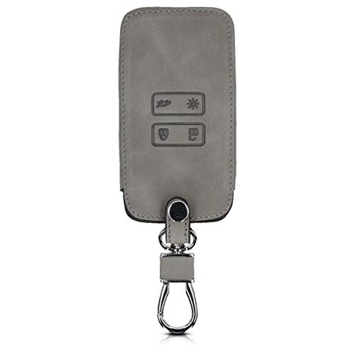 kwmobile Funda Compatible con Renault Llave de Coche Smart Key de 4 Botones (Solo Keyless Go) - Case de Piel de Nobuck sintética para Mando de Coche - Flor Pintada Gris