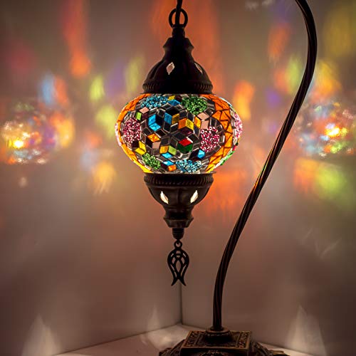 Lámpara de mesa, cuello de cisne, lámparas de mosaico árabe, farol marroquí, lámpara de techo, lámpara de techo, iluminación de mosaico, luz para suelo