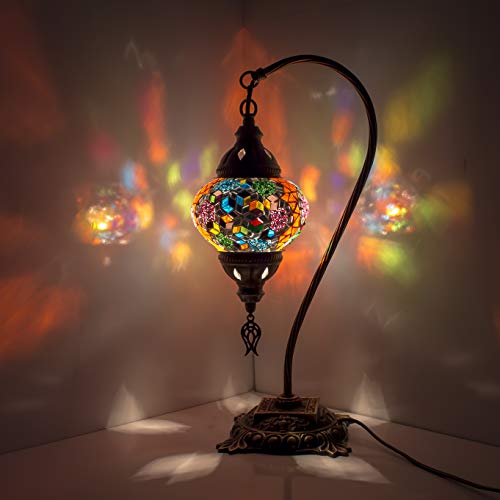 Lámpara de mesa, cuello de cisne, lámparas de mosaico árabe, farol marroquí, lámpara de techo, lámpara de techo, iluminación de mosaico, luz para suelo