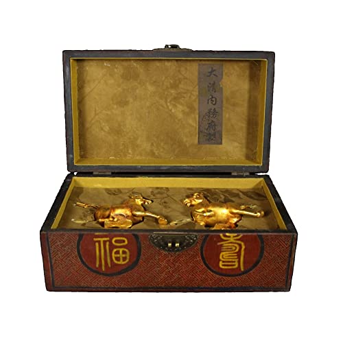 LAOJUNLU Old Collection Qing Dynasty Bronce Dorado Caballo Y Golondrina Par De Obras Maestras De Bronce Antiguo Colección De Solitario Chino De Estilo Tradicional