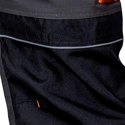 Leber&Hollman Canver - Pantalones de Trabajo - Pantalon de Seguridad de Hombre - con Bolsillos para Rodilleras - Pantalónes Elasticos Multibolsillos, Negro y Naranja, talla 48 alemana