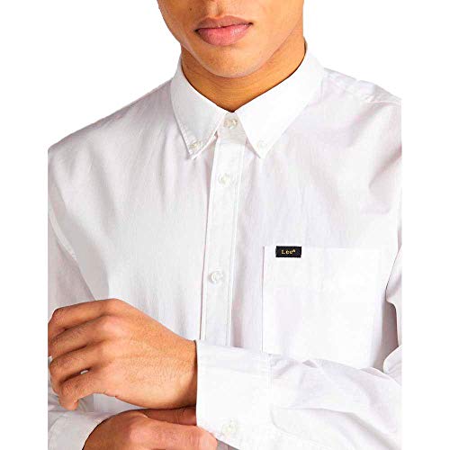 Lee Button Down Camisa Casual, Blanco (White), Medium para Hombre