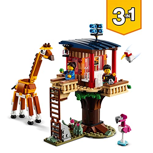LEGO 31116 Creator 3en1 Casa del Árbol en la Sabana, Catamarán o Juguete biplano, Juguete de Construcción con Barco, Avión y Animales