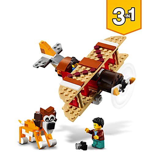 LEGO 31116 Creator 3en1 Casa del Árbol en la Sabana, Catamarán o Juguete biplano, Juguete de Construcción con Barco, Avión y Animales