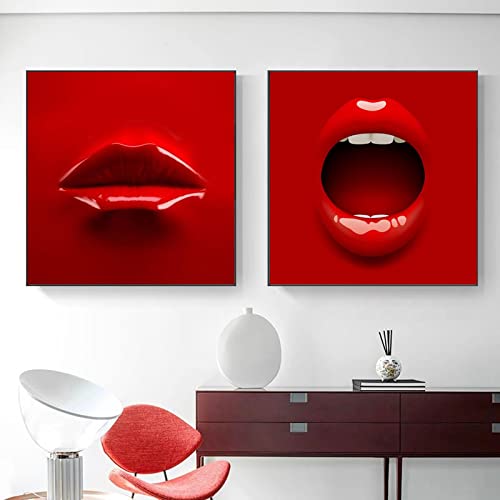 Lienzo de labios rojos moderno pintura boca póster e impresiones lienzo cuadros de arte de pared para la decoración del hogar de la habitación interior 30x30cmx3pcs sin marco