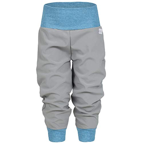 Lilakind Pantalones softshell para bebé, para otoño e invierno, forrados, para lluvia, color gris, azul, talla 50/56-134/140, fabricados en Alemania gris azul 92 cm-98 cm