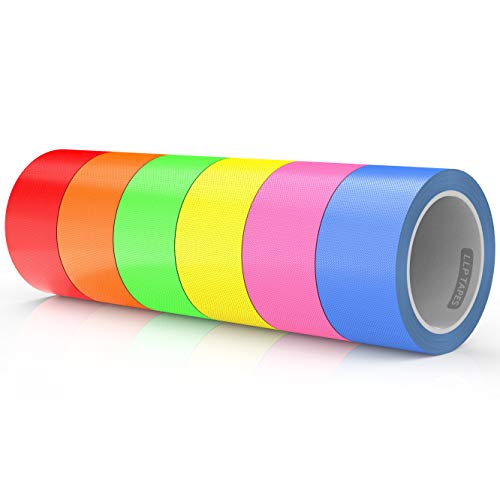 LLPT Cinta adhesiva 6 paquetes de colores surtidos premium de 5 cm x 10 m x 11 mil Incluido Azul Rosa Amarillo Verde Naranja Rojo (DT606)