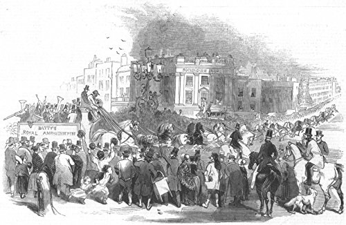 Londres Mr Emidy conduciendo 28 caballos a Greenwich – 1844 – diseño antiguo vintage – grabado de imágenes de caballos de Londres – ilustrado London News