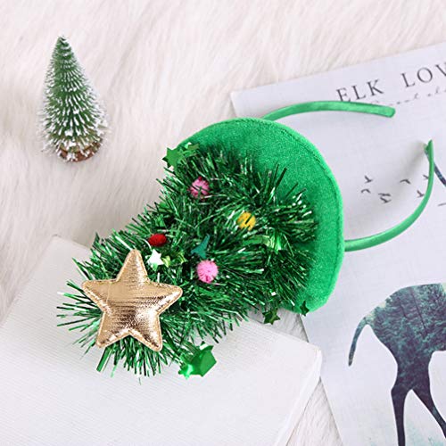 Lurrose Diademas de Árbol de Navidad con Campana Banda de Cabeza Accesorios Disfraz de Navidad Sombrero de Navidad
