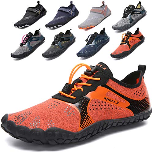 Lvptsh Zapatos de Agua para Hombre Zapatos de Playa Zapatillas Minimalistas de Barefoot Secado Rápido Calcetines de Piel Descalza Escarpines de Verano Deportes Acuáticos,Naranja,EU46