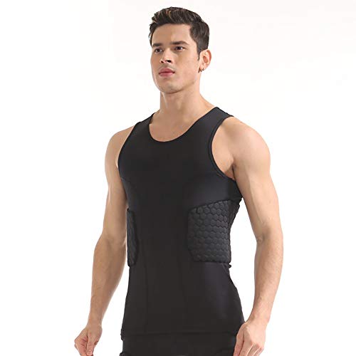 LXC Anticolisión Chaleco Protección Costilla Acolchada para Fútbol Baloncesto Hockey Equipo Protección (Color : Black, Size : M)