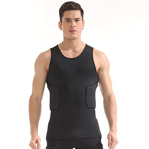 LXC Anticolisión Chaleco Protección Costilla Acolchada para Fútbol Baloncesto Hockey Equipo Protección (Color : Black, Size : M)
