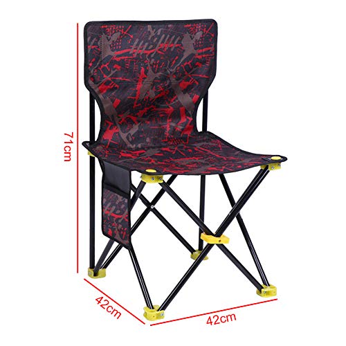 Macallen Silla de Camping Plegable con Respaldo, Pequeña Portatil Taburete de Pesca con Bolsillo para Guardar Objetos, Pescar/Camping/Barbacoa/Viajar/Huntington/Beach