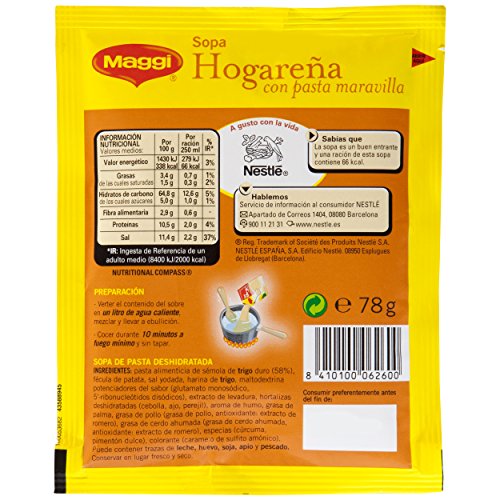 Maggi - Sopa Hogareña con Pasta Maravilla - 78 g - [Pack de 18]