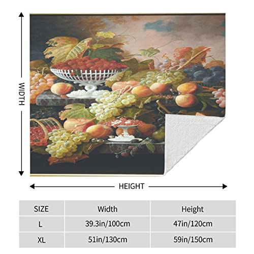 Manta de Gatito Abundance of Fruit Severin Roesen Oil Canvas Manta para Perro para Cama Manta de Felpa Suave y esponjosa de Primera Calidad Manta Suave y cálida para Mascotas pequeñas para Camas, sof