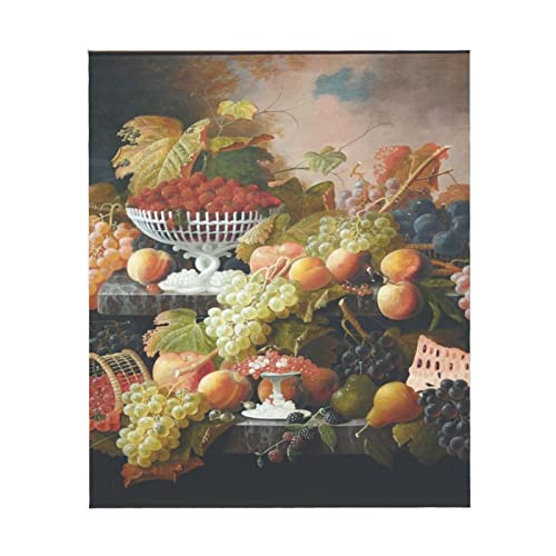 Manta de Gatito Abundance of Fruit Severin Roesen Oil Canvas Manta para Perro para Cama Manta de Felpa Suave y esponjosa de Primera Calidad Manta Suave y cálida para Mascotas pequeñas para Camas, sof