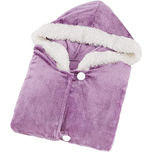 Manta de poncho, ultra suave y cómoda con capucha, manta de forro polar Sherpa para mujer, Morado (, talla única