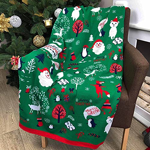 Manta navideña de Acrílico colección Feliz Navidad / Variante Verde / 130x170 cm / 100% Acrílico