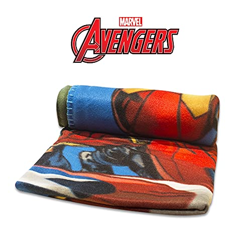 Manta Polar Avengers - Manta para el Sofa o habitación Tipo Polar, Tamaño 100x140cm, 100% Poliester Premium, Producto Oficial Marvel.