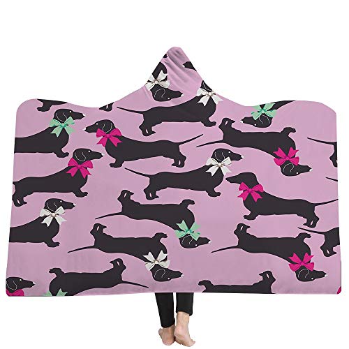 Mantas para sofá y cama,resistentes a las arrugas,anti-fade,Impresión en 3D perro lindo con capucha manta capucha manta engrosamiento manta hogar manta niños siesta manta, 130X150 CM