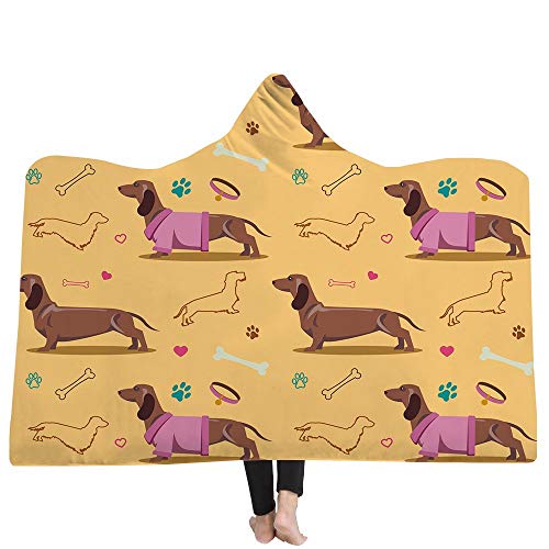 Mantas para sofá y cama,resistentes a las arrugas,anti-fade,Impresión en 3D perro lindo con capucha manta capucha manta engrosamiento manta hogar manta niños siesta manta, 130X150 CM