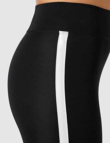 Marca Amazon - AURIQUE Leggings de Deporte con Banda Lateral Mujer, Negro (Black), 36, Label:XS