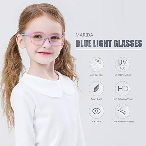 MARIDA TR90 - Gafas de bloqueo de luz azul para niños (montura flexible, antideslumbrante, antirrayos UV, 3 a 12 años)