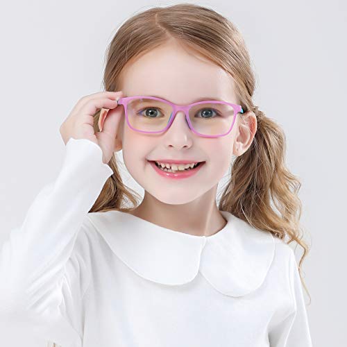 MARIDA TR90 - Gafas de bloqueo de luz azul para niños (montura flexible, antideslumbrante, antirrayos UV, 3 a 12 años)