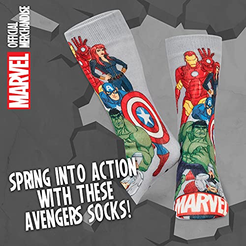 Marvel Calcetines Hombre Antideslizantes de Avengers de Andar por Casa (Gris)