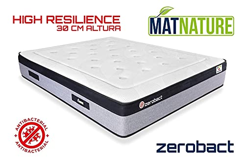 Matnature | Colchón Antibacterial Modelo Zerobact | Altura 30 cm | Colchón Viscoelástico | Colchón High Resilience | Gran Confort | Todas Las Medidas (120x190cm)