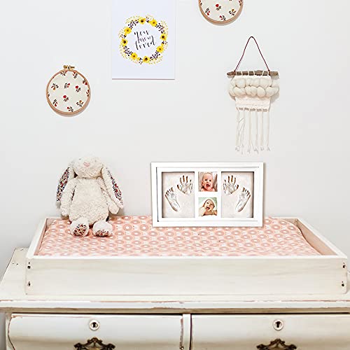 McNory bebé Handprint y Marco de huella Inkpad de fotos Regalos BabyParty seguros y elegantes Elegante blanco de madera sólida,marco huellas bebe,huellas bebe tinta Regalos para Bebé Recién Nacido
