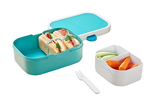 Mein Zwergenland Fiambrera Mepal Campus Incl. Bento Caja y Tenedor con Propio Nombre Rojo - Caballo