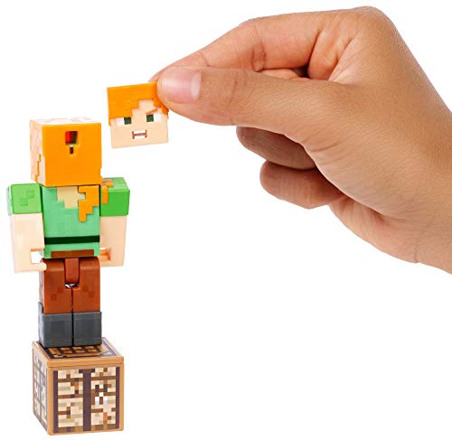 Minecraft Alex, figura de acción con libro de historietas para niños y niñas +6 años (Mattel GCC12)