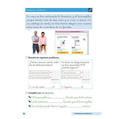 Mis Problemas favoritos 2º Educación Primaria Cuaderno 2.3: mejora la Resolución De Problemas | Recomendado Como repaso | Editorial Geu (Niños de 7 a 8 años)