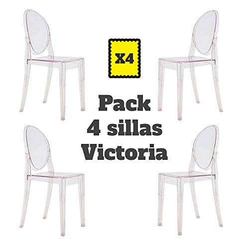 Mobiliario Factory Sillas Victoria Ghost Transparente Pack 4