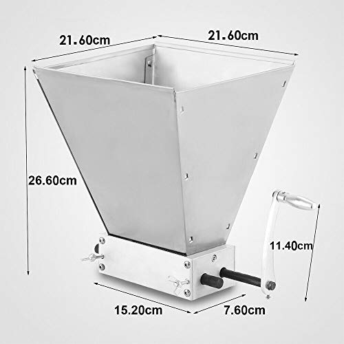 Molinillo de granos manual de 4 litros con 2 rodillos de acero inoxidable ajustable, triturador de granos, blindado y maíz para el brasaje en casa