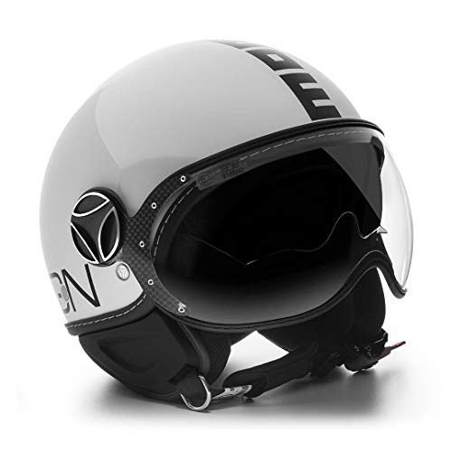 Momo - Casco Fighter FGTR EVO Blanco de Cuarzo con Doble Visera, Talla M