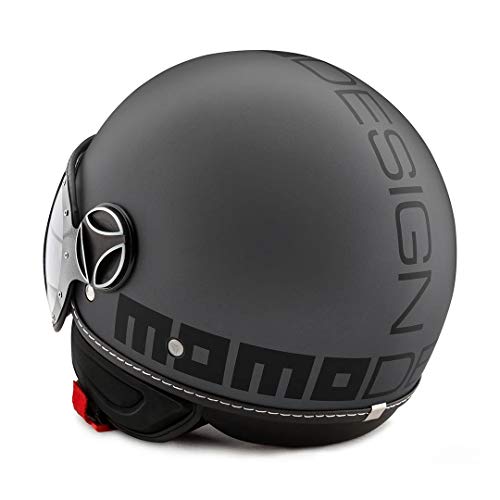 MOMO Design FGTR EVO – Casco Demi Jet - Color titanio frost/negro - Talla ML (58/59 cm)