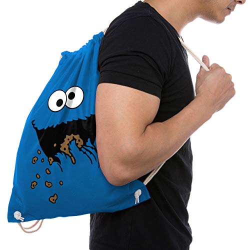 Monstruo Sesame Street Cookie Monster/TURN Bolsa con FUN Diseño aufdruck Mochila Gym yute Bolsa/regalo ideal, niño, Bright Royal (Blau)