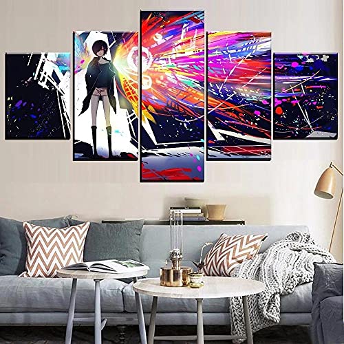 MPPSU Tokio-Anime - Ghoul-Colorido-Artístico 5 Paneles Impresión HD Cuadros Decoracion Dormitorios Salon Modernos 150Cm×80Cm Con Marco