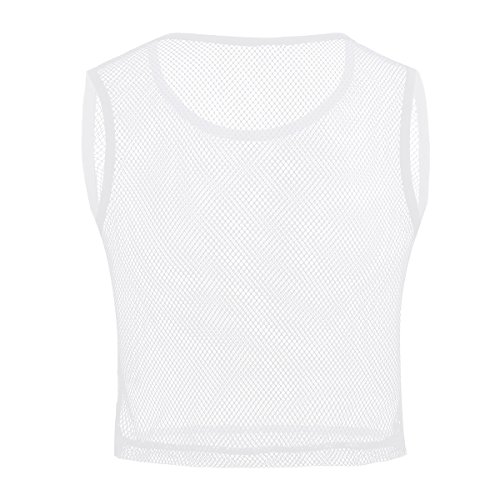 MSemis Camiseta Transparente Músculo para Hombres Chaleco Deportivo Camiseta Malla Rejilla Sexy Lencería Tranparente Adulto Ropa de Deporte Gym Blanco M
