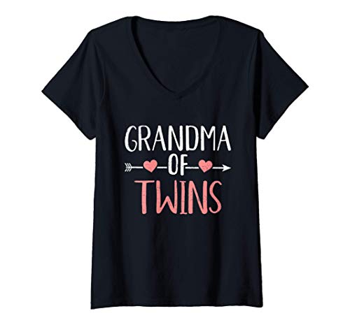 Mujer Abuela de gemelos Camiseta Cuello V