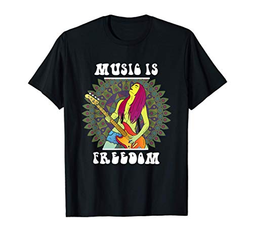 Mujer Bajista Guitarrista Hippy Hippie Camiseta