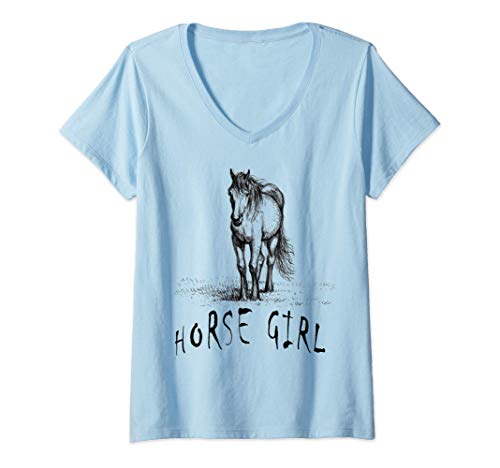 Mujer Caballo Chica Amantes de la equitación Camiseta Cuello V