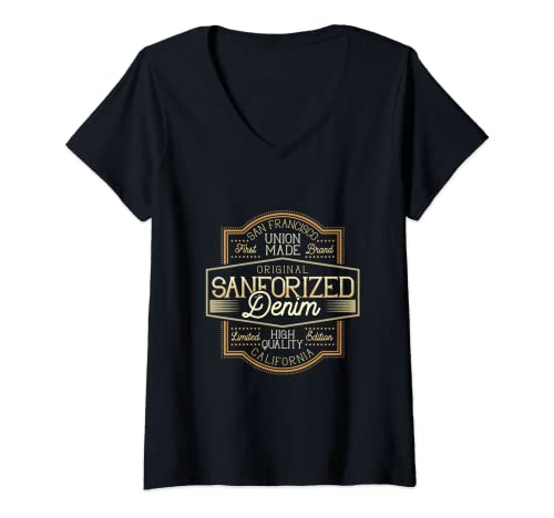 Mujer Original Sanforized Denim Camiseta Cuello V