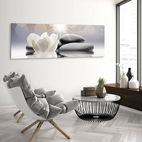 murando Cuadro en Lienzo Flores SPA 150x50 cm 1 Parte Impresión en Material Tejido no Tejido Impresión Artística Imagen Gráfica Decoracion de Pared Piedras Zen b-B-0268-b-a