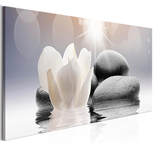 murando Cuadro en Lienzo Flores SPA 150x50 cm 1 Parte Impresión en Material Tejido no Tejido Impresión Artística Imagen Gráfica Decoracion de Pared Piedras Zen b-B-0268-b-a